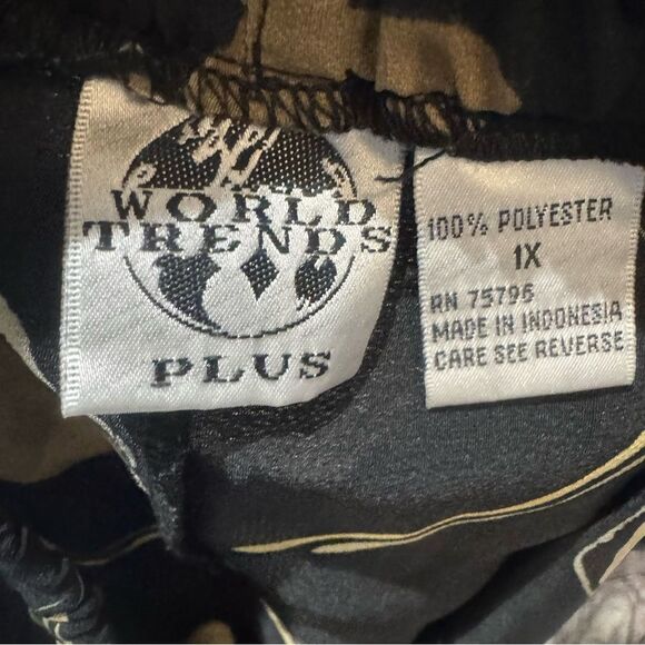 Vintage World Trends black mocha and green print maxi skirt size 1X - Picture 4 of 5